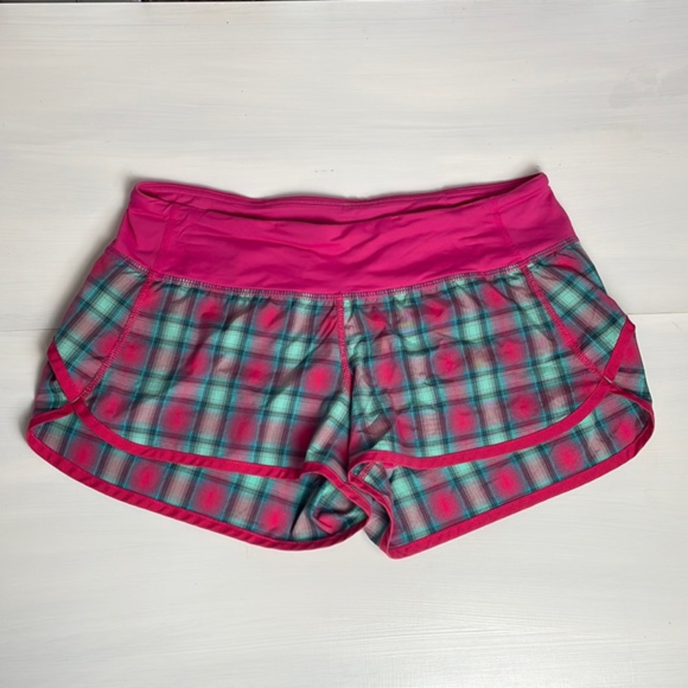 lululemon athletica Pink Plaid Athletic Shorts
